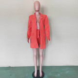 Solid Color Suit Strappy Shorts Set