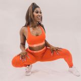 Solid Color Print Letter Vest Crop and Trousers
