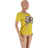 Polyester O Neck Short Sleeve Character Slim fit Solid Tees & T-shirts
