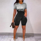 Casual Fashion Graphic Print Slit Hem Short Sleeve Shorts Set