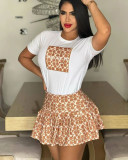 Fashion Temperament Short Sleeve Tops Mini Skirt Two-piece Set