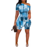 Casual Fashion Graphic Print Slit Hem Short Sleeve Shorts Set