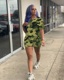 Casual Camouflage Pattern Printed Short Sleeve Shorts Set