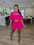 Summer Fashion Offset Letter Two-Piece Short Set