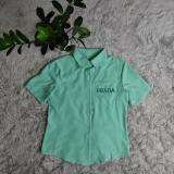Summer Solid Color Short Sleeve Simple Embroidery Shirt
