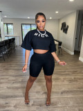 Summer Fashion Offset Letter Two-Piece Short Set
