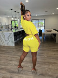 Summer Fashion Offset Letter Two-Piece Short Set