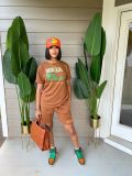 Casual Short Sleeve Letter Printing Fashion Two-piece Set