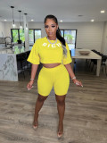 Summer Fashion Offset Letter Two-Piece Short Set