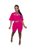 Summer Fashion Offset Letter Two-Piece Short Set