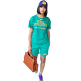 Casual Short Sleeve Letter Printing Fashion Two-piece Set