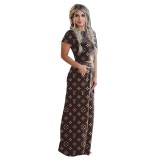 Comfortable Printed Short Sleeve Wide-leg Pants Set