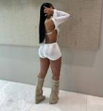 Sexy Long Sleeve Hollow Backless One Piece Rompers