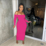 Solid Color Off The Shouder Backless Maxi Woman Dress