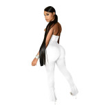 Solid Color Microfiber Strapless Top Slim Jumpsuit