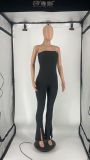 Solid Color Microfiber Strapless Top Slim Jumpsuit