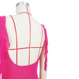 Sexy Double-layer Mesh Backless Sleeveless Mini Bodycon Dress