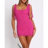 Sexy Double-layer Mesh Backless Sleeveless Mini Bodycon Dress