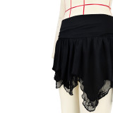 Sexy Double -layer Lace Irregular Mini Skirt