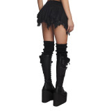 Sexy Double -layer Lace Irregular Mini Skirt