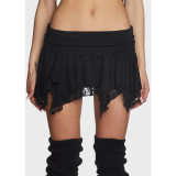 Sexy Double -layer Lace Irregular Mini Skirt