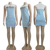 Summer Simple Sleeveless Letter Knitted Sweater Dresses