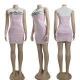 Summer Simple Sleeveless Letter Knitted Sweater Dresses