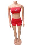 Casual Active Embroidery Bandeau Three Piece Set
