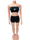 Casual Active Embroidery Bandeau Three Piece Set