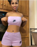 Casual Active Embroidery Bandeau Three Piece Set