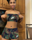 Casual Active Embroidery Bandeau Three Piece Set