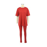 Casual Slim Sportswear Solid Color Short Sleeve Pant Set