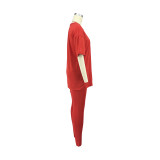 Casual Slim Sportswear Solid Color Short Sleeve Pant Set