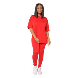Casual Slim Sportswear Solid Color Short Sleeve Pant Set