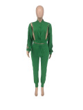 Solid Color Long Sleeve Hollow Out Pant Set