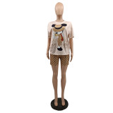 Casual Printed Comfortable Loungewear Simple Set Cute Cartoon Two-piece Set