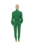 Solid Color Long Sleeve Hollow Out Pant Set