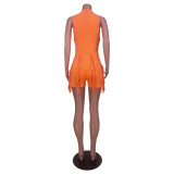 Casual Sleeveless Vest Tassel Solid Color One Piece Rompers