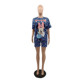 Casual Printed Comfortable Loungewear Simple Set Cute Cartoon Two-piece Set