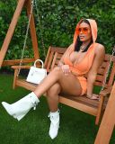 Casual Solid Color Sleeveless Hoodie Shorts Two Pieces