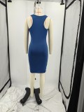 Signature Pin Print Sleeveless V Neck Club Dresses