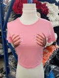 Casual Round Neck Palm Print Crop Top