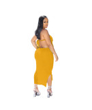 Sexy See Through Strapless Backless Wrapped Tube Top Tassel Knit Skirt