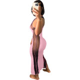 Casual Sexy Mesh Stitching Long Dresses
