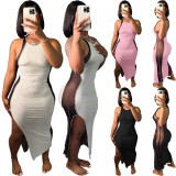 Casual Sexy Mesh Stitching Long Dresses
