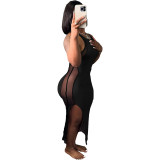 Casual Sexy Mesh Stitching Long Dresses