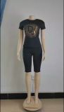 Fashion Hot Diamond Short Sleeve Branded Shorts Set