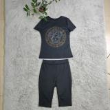 Fashion Hot Diamond Short Sleeve Branded Shorts Set