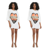 Fashion Short Sleeve Sequin Loose Summer Dress