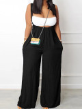 Casual Wrapped Top & Straps Wide Legs Drawstring Pant Sets Two Pieces